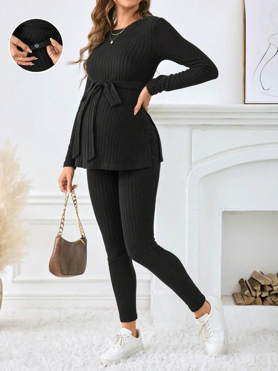 BLUZKA LEGGINSY KOMPLET PRĄŻKI
