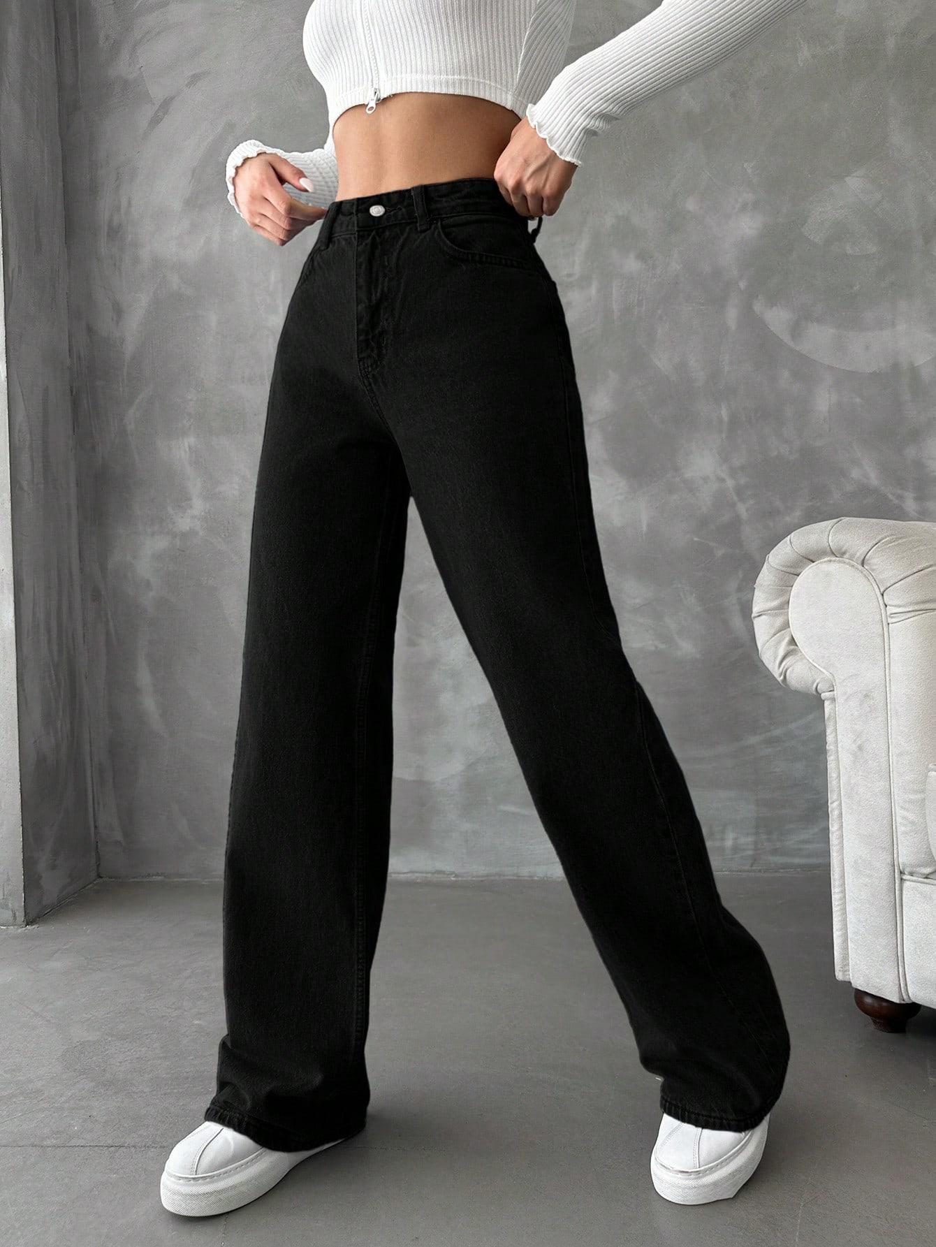 CZARNE SPODNIE JEANS 