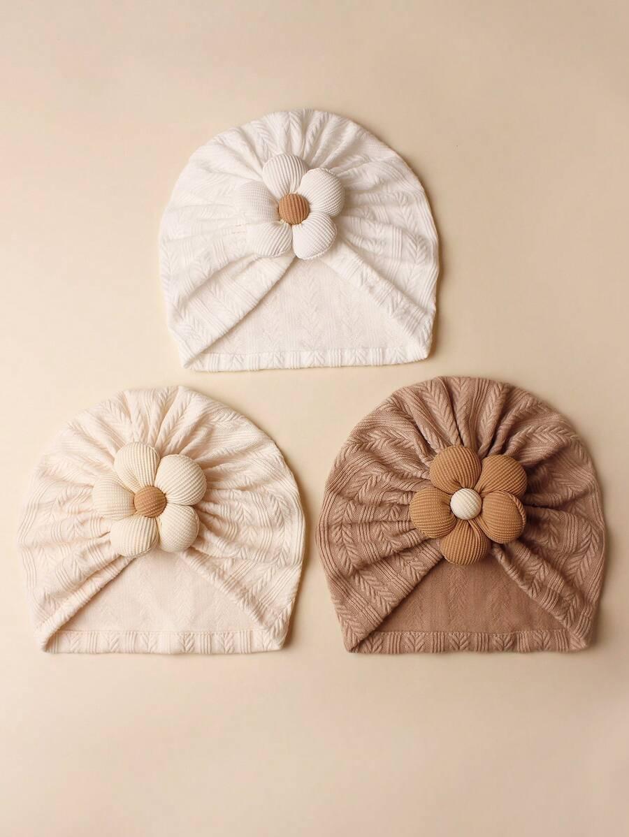 czapka kwiat zdobienie  3-pack