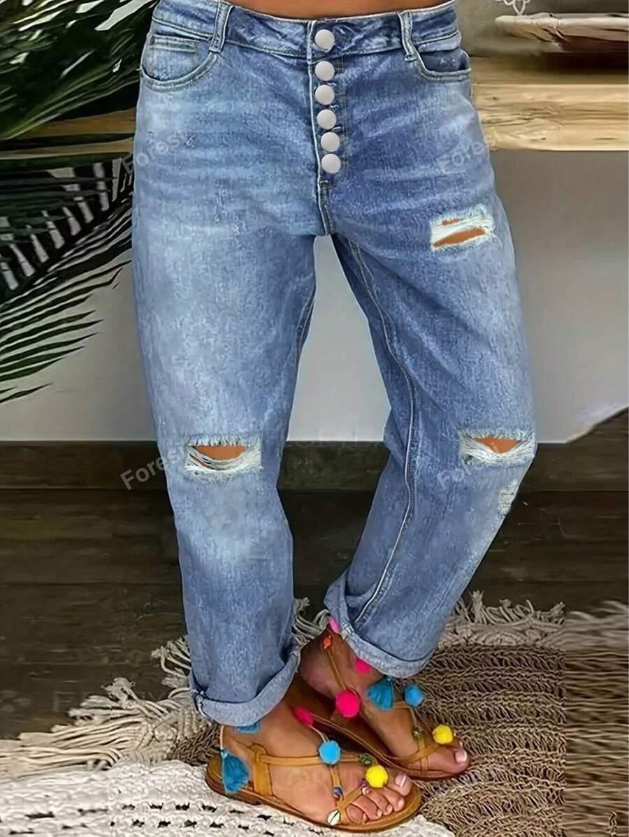 NIEBIESKIE JEANSY GUZIKI 