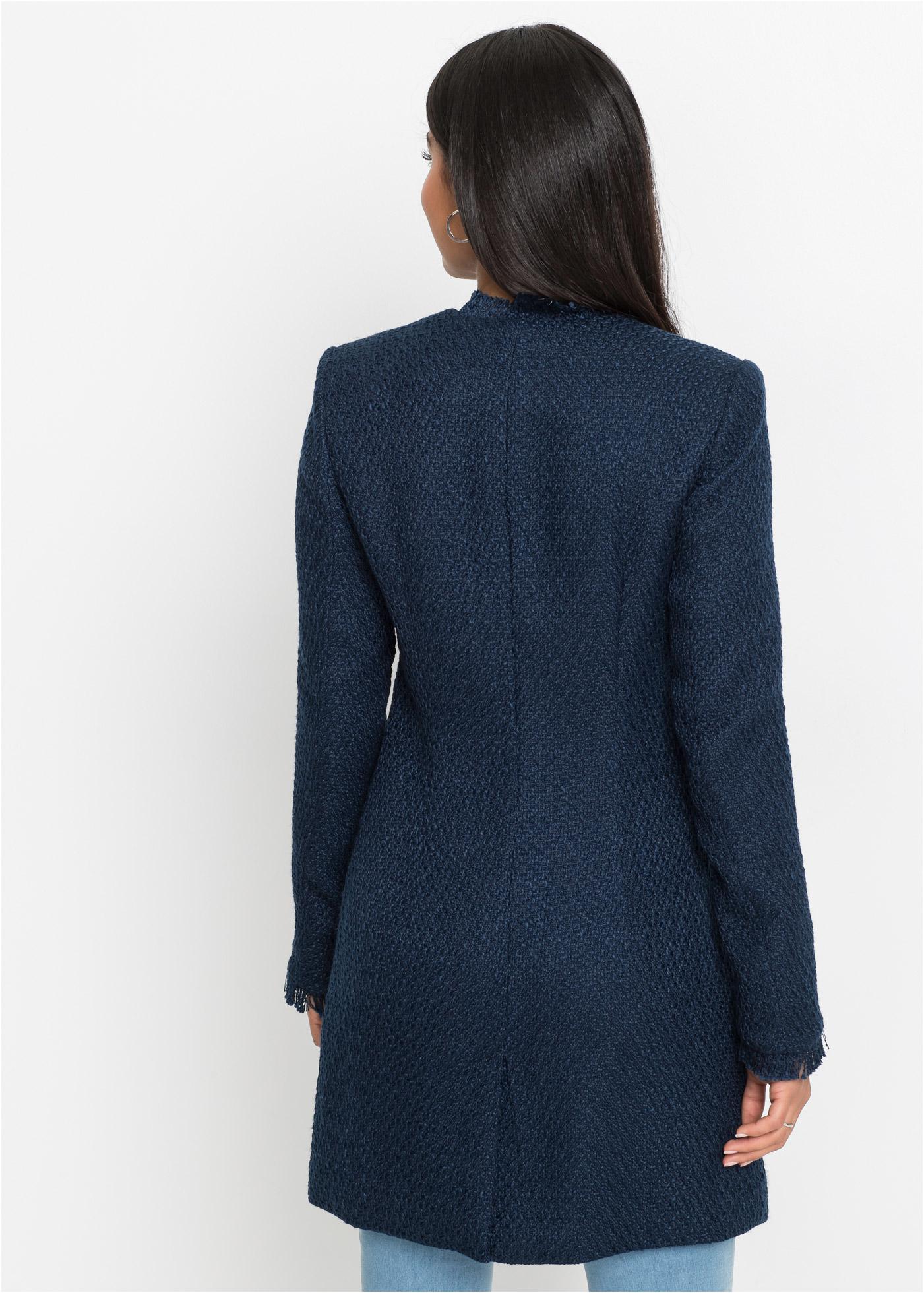GRANATOWY PŁASZCZ TWEED