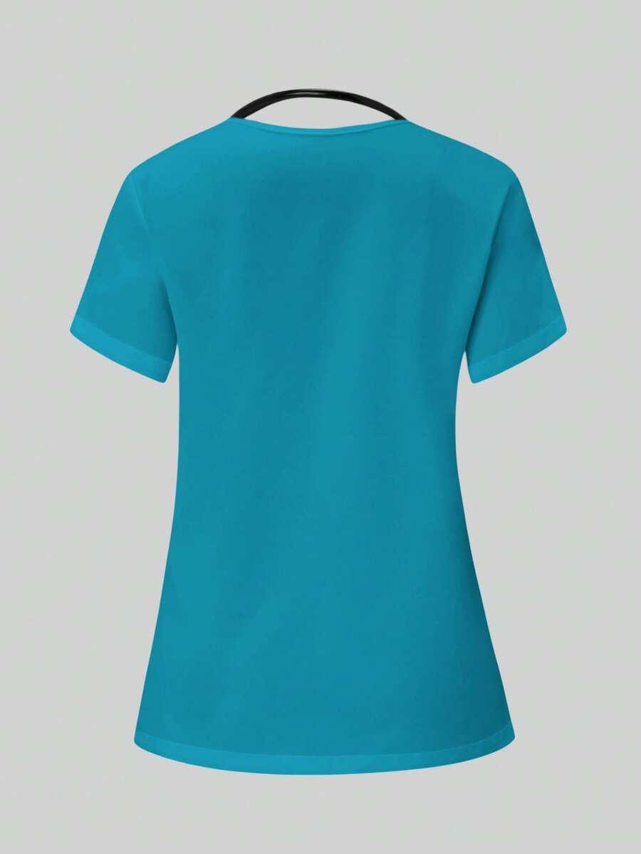 NIEBIESKA BLUZKA V-NECK
