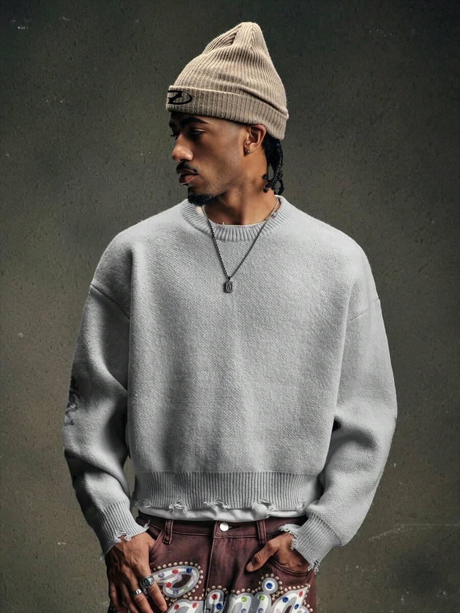 sweter OKRĄGŁYM DEKOLTEM ripped