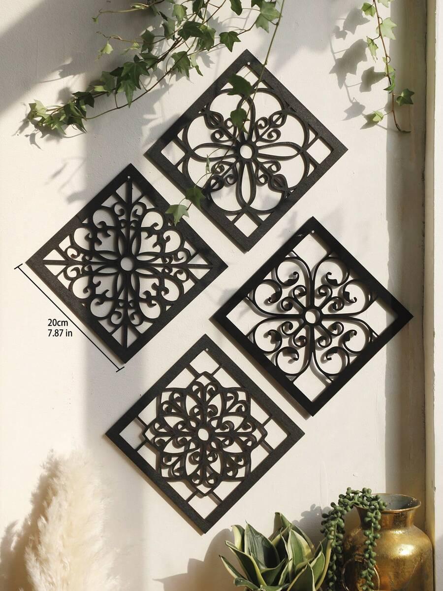 drewniane dekoracje ścienne 4-pack