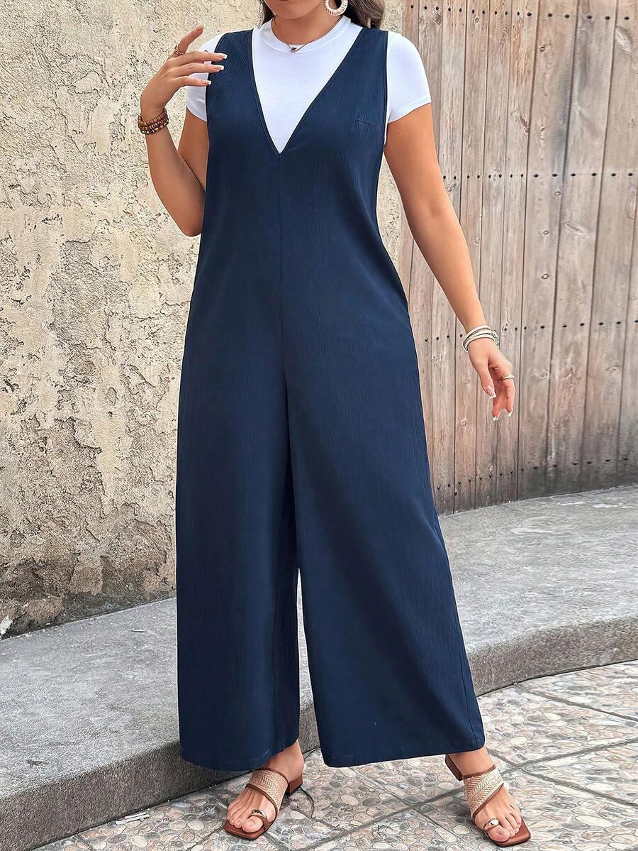 GRANATOWY KOMBINEZON CASUAL