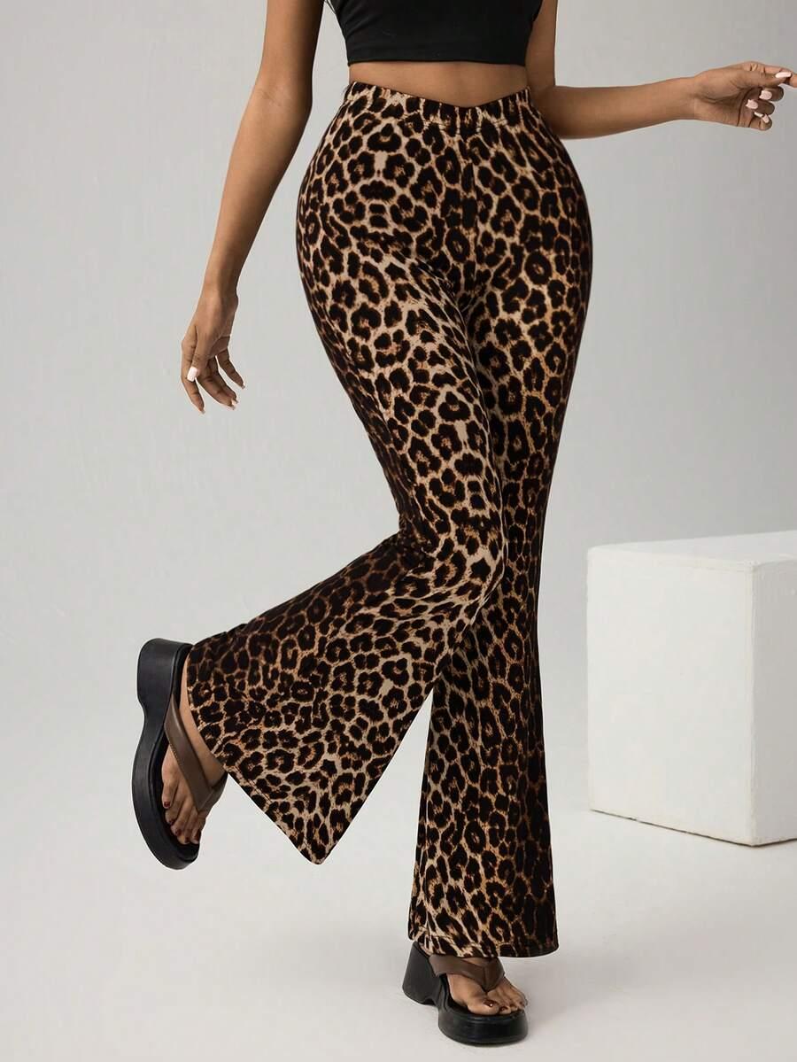 spodnie dzwony animal print 