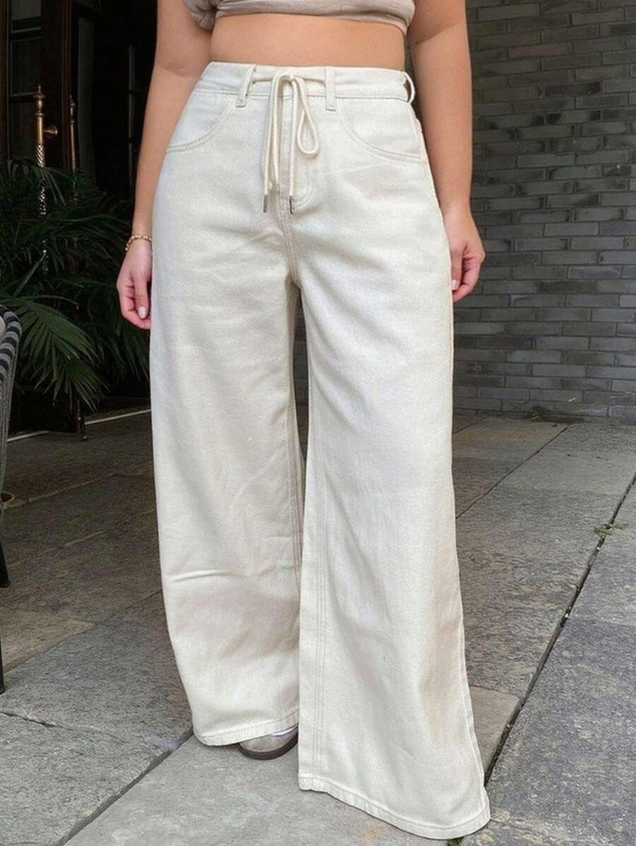 BEŻOWE SPODNIE JEANS