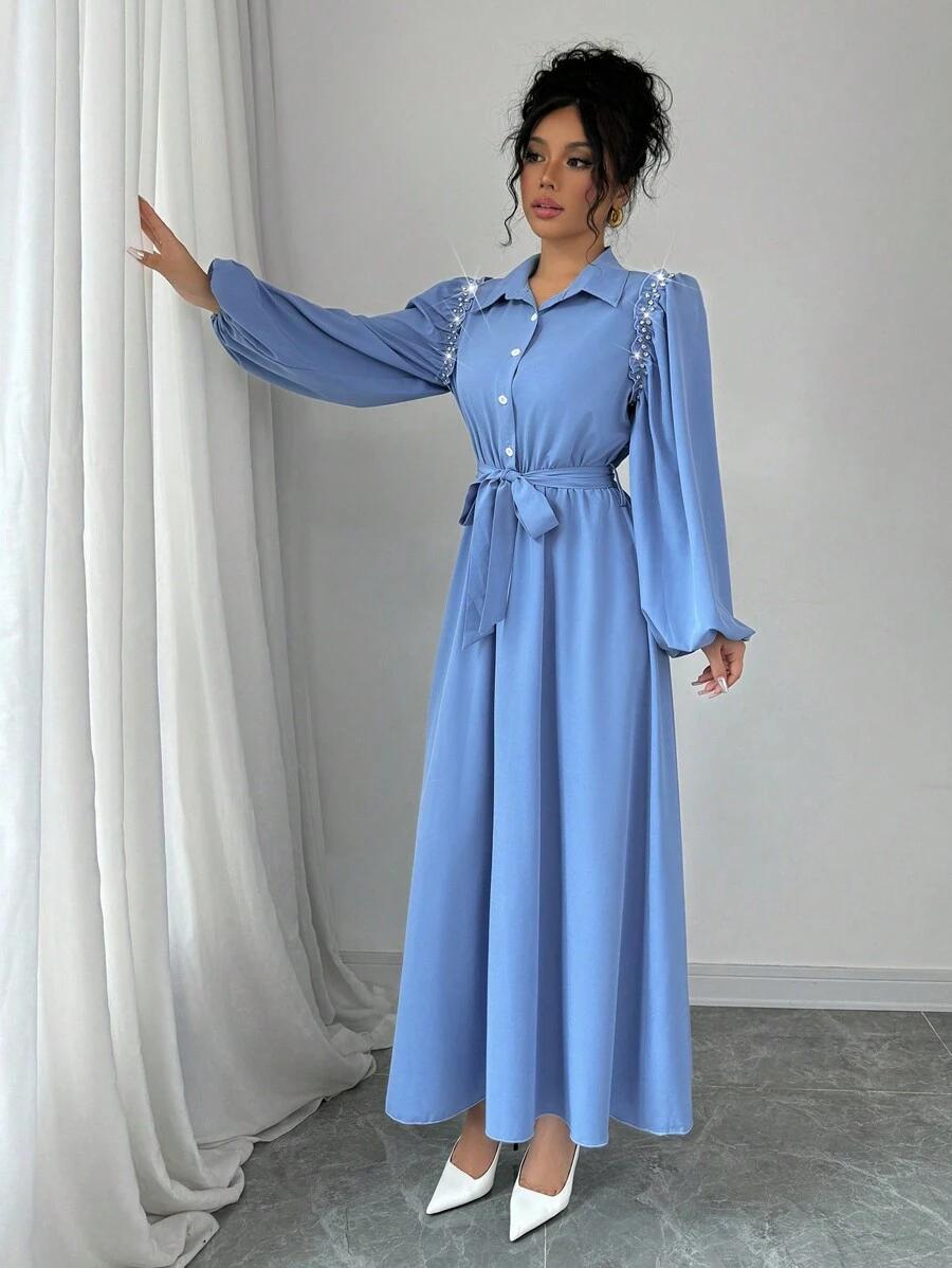 niebieska maxi sukienka