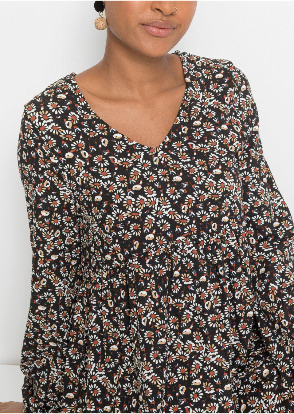BLUZKA V NECK KWIATY