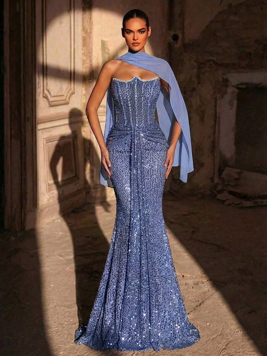 niebieska maxi sukienka 