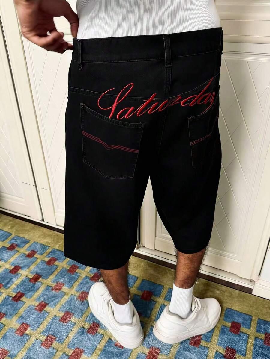 czarne spodenki jeans haft
