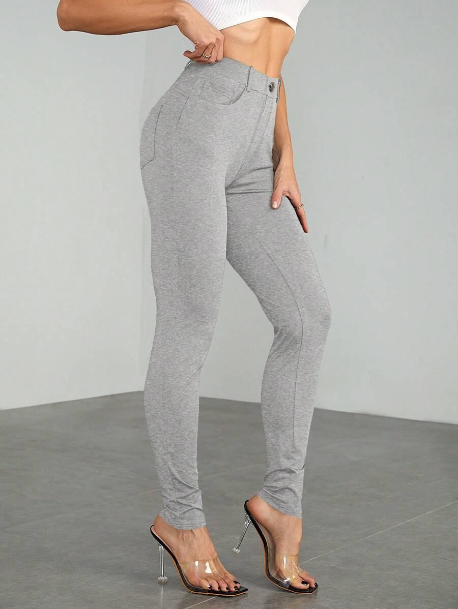 SZARE LEGGINSY KIESZENIE 