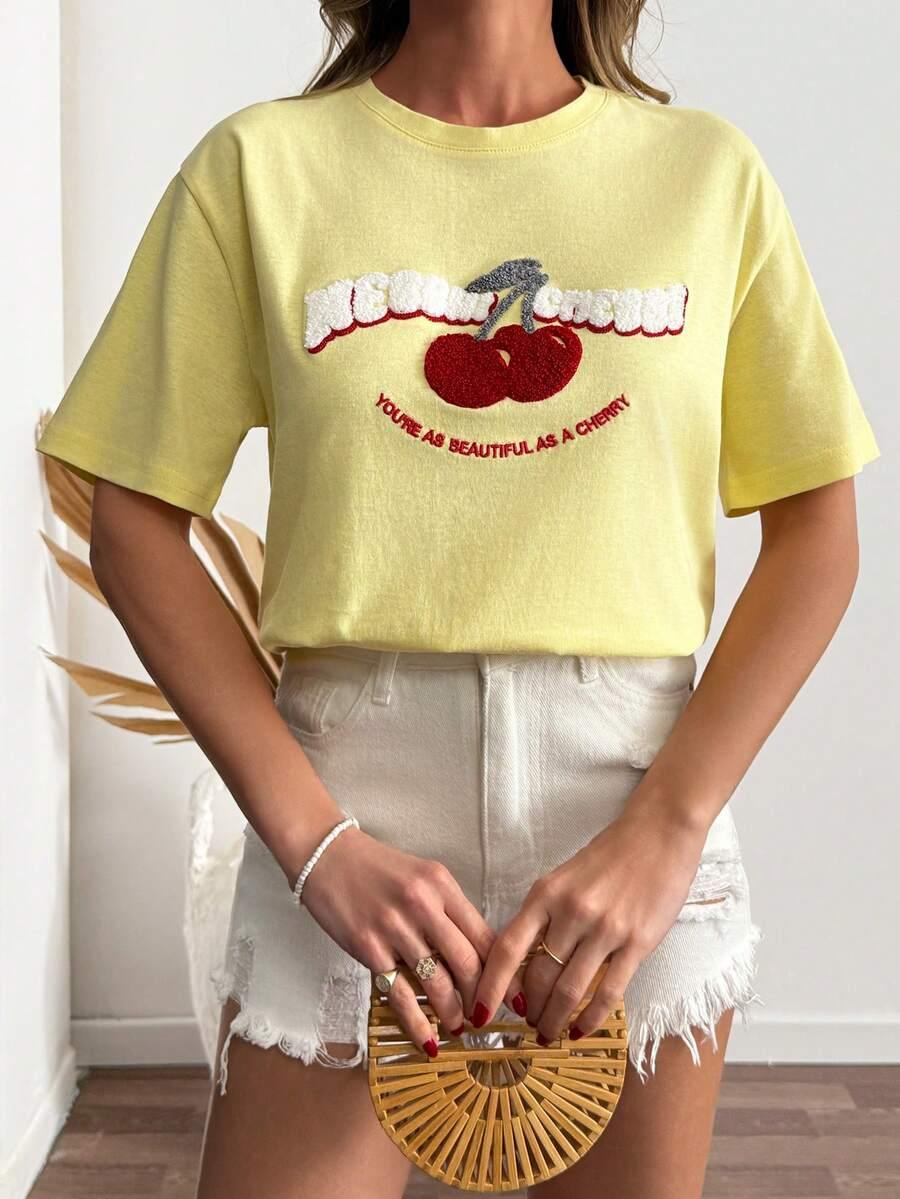 żółty t-shirt nadruk