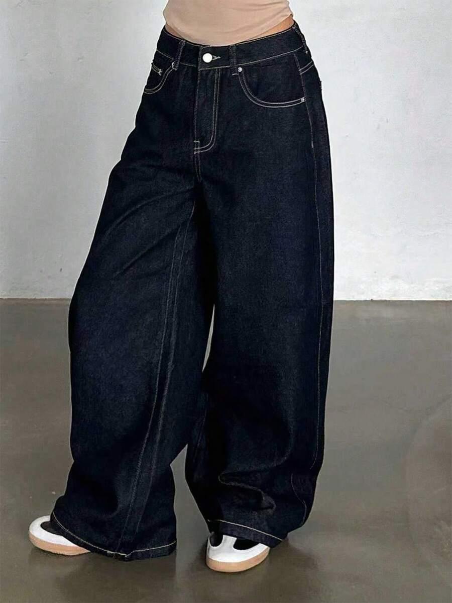 GRANATOWE SPODNIE JEANS