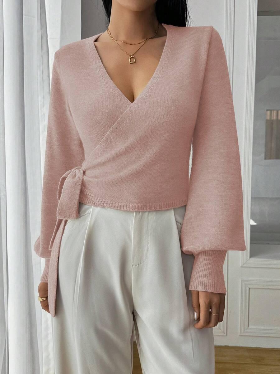 RÓŻOWY SWETER WIĄZANIE