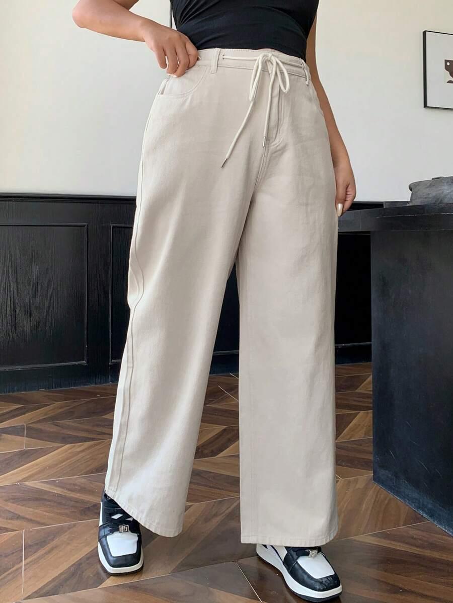 BEŻOWE SPODNIE JEANS