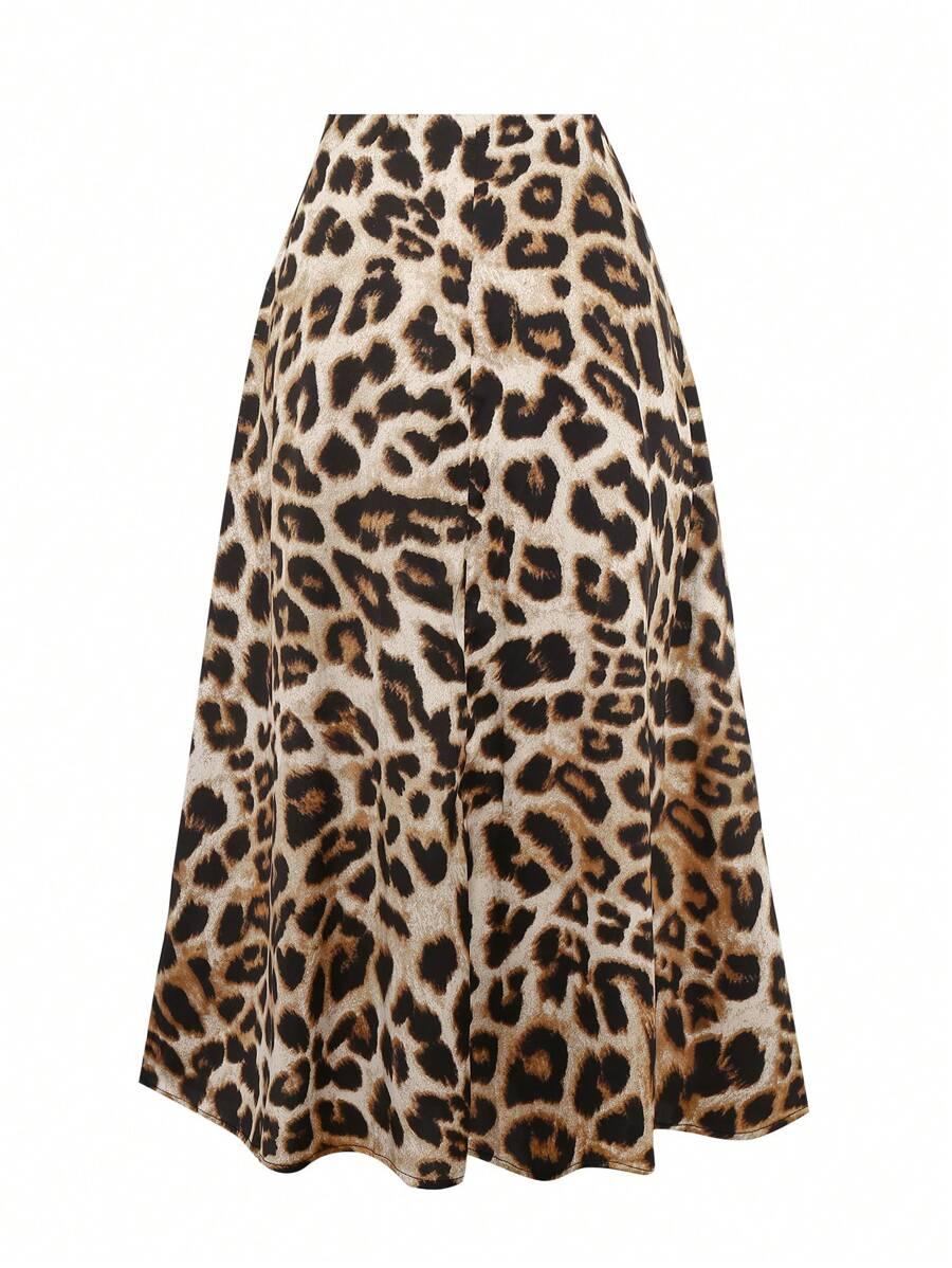 SATYNOWA MIDI SPÓDNICA ANIMAL PRINT 