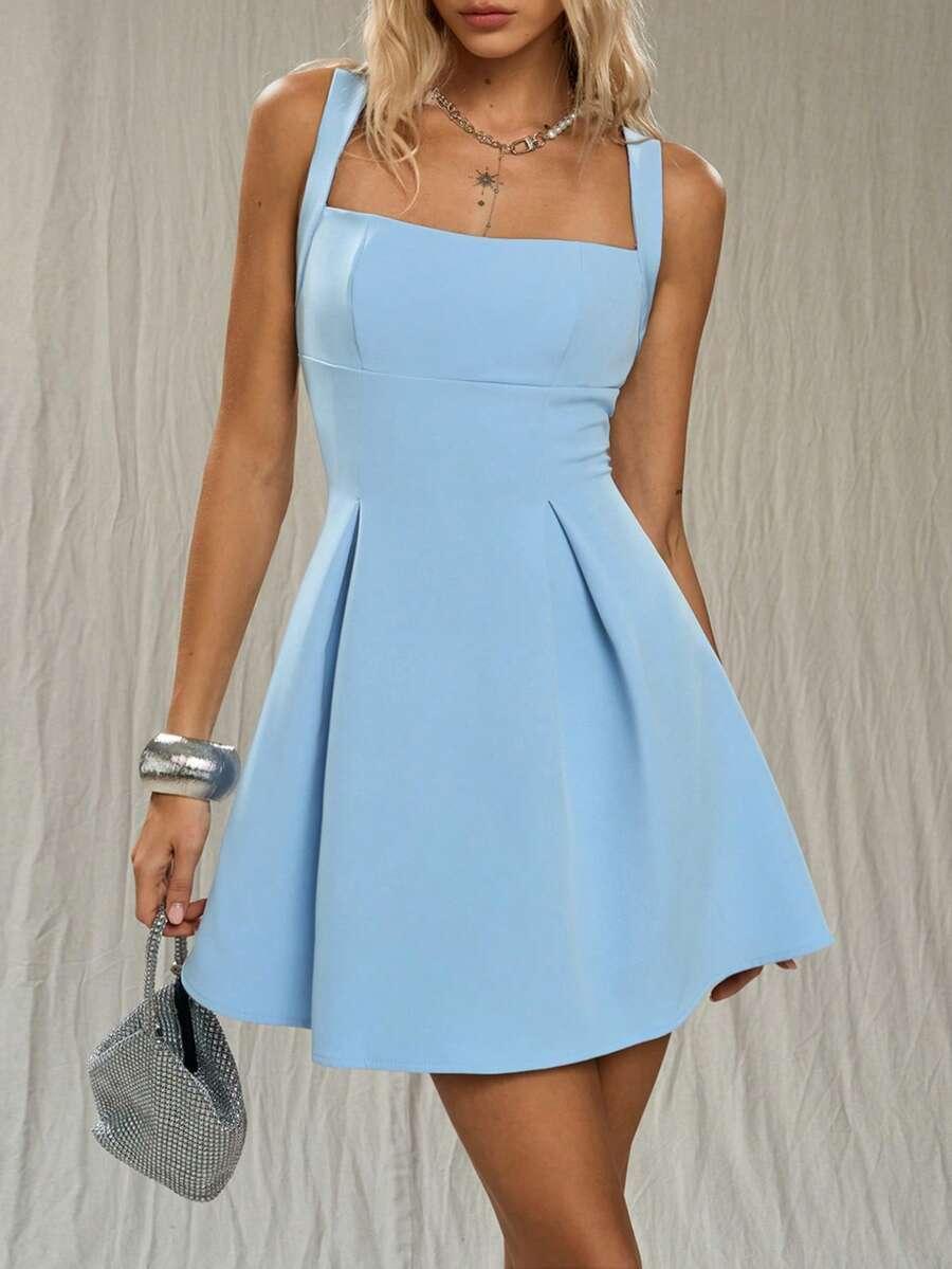 niebieska mini sukienka