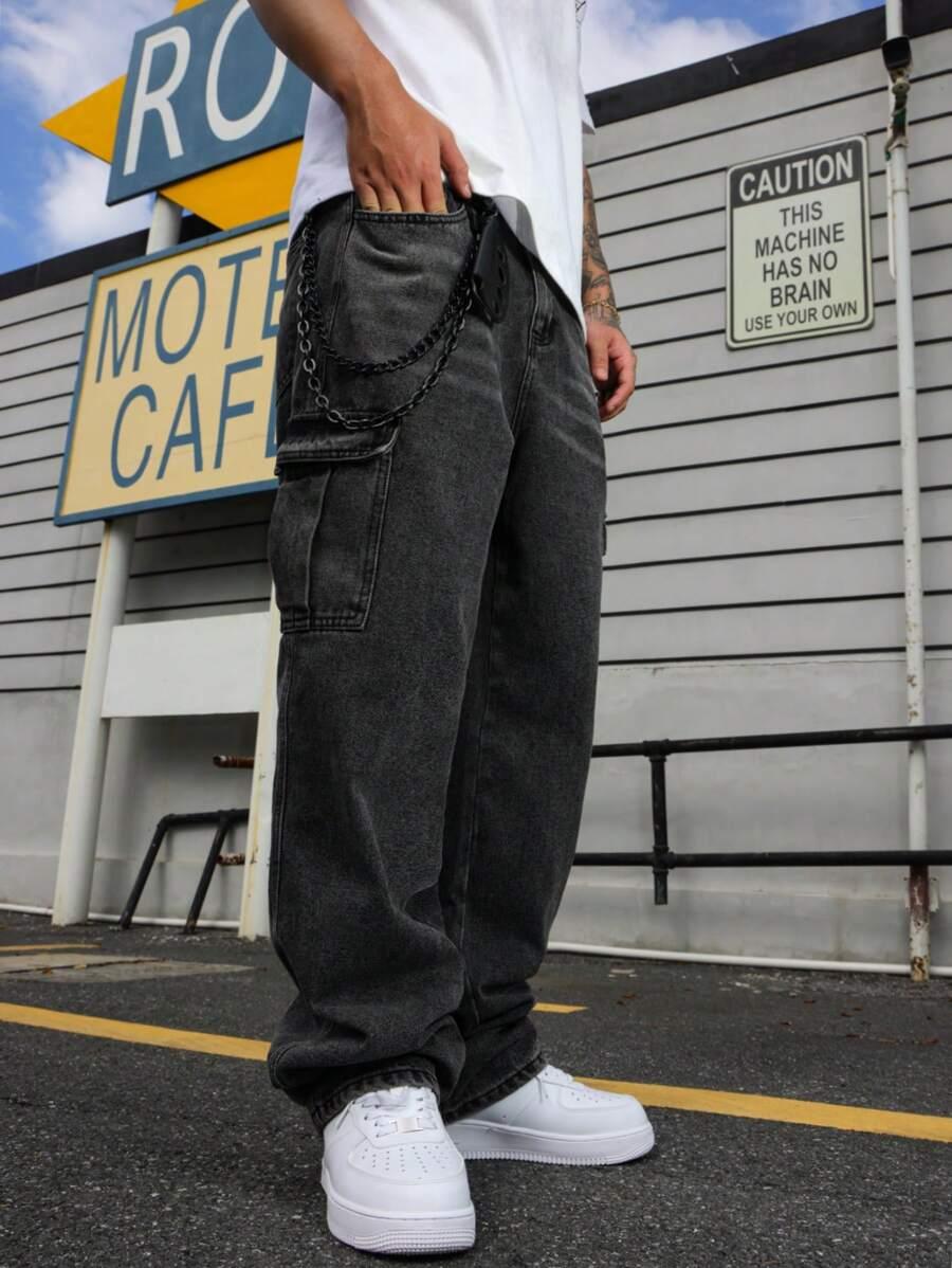 czarne spodnie jeans kieszenie 