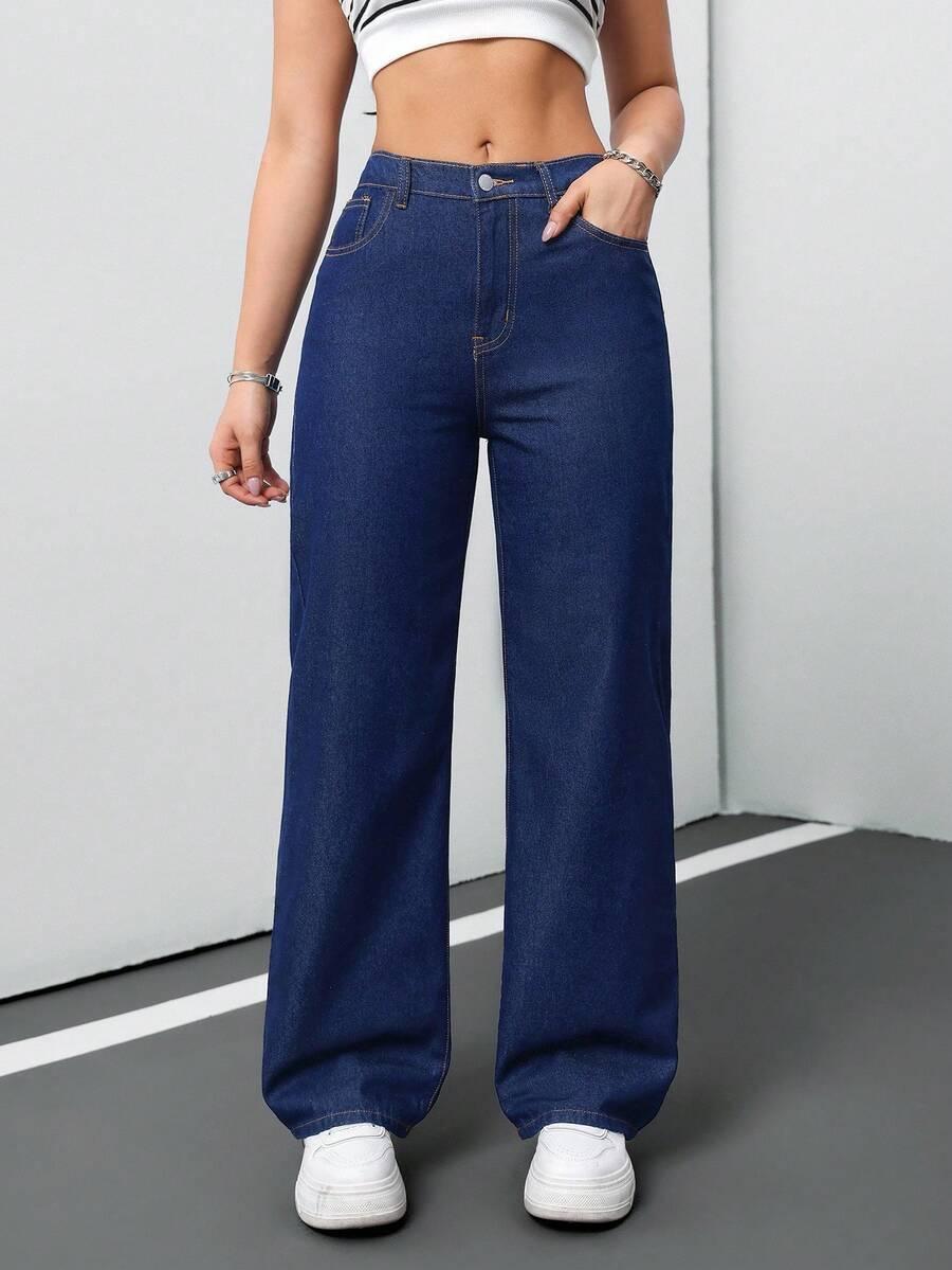 GRANATOWE SPODNIE JEANS