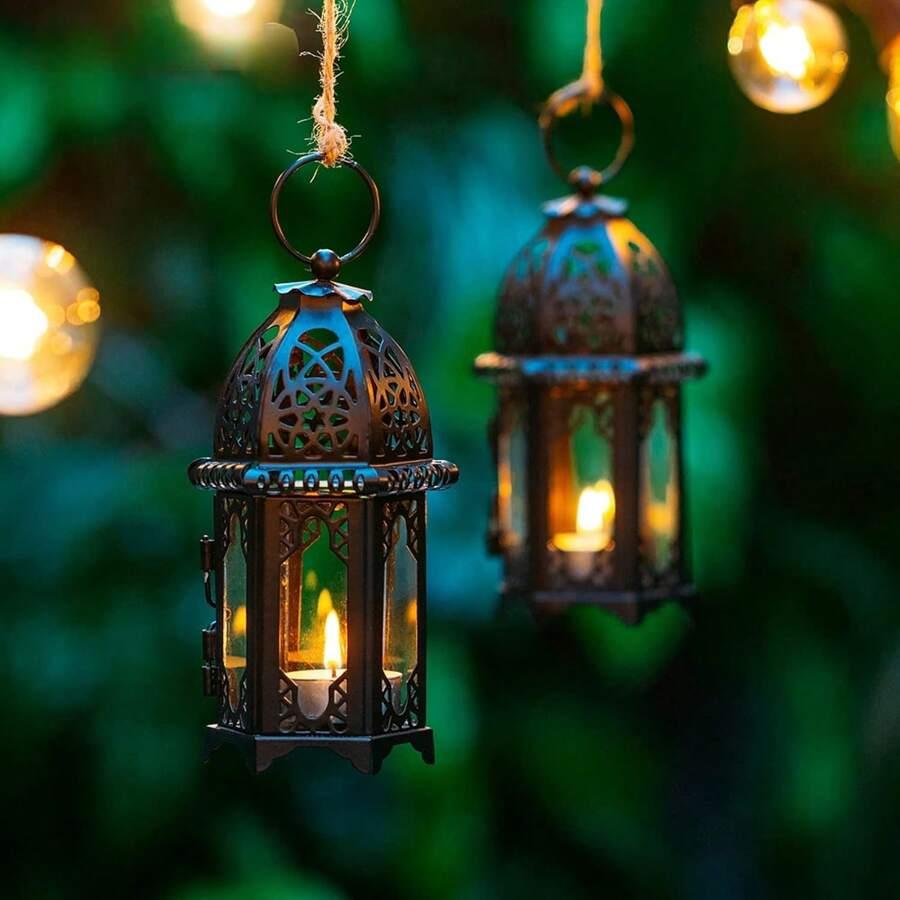 czarny LAMPION NA ŚWIECĘ