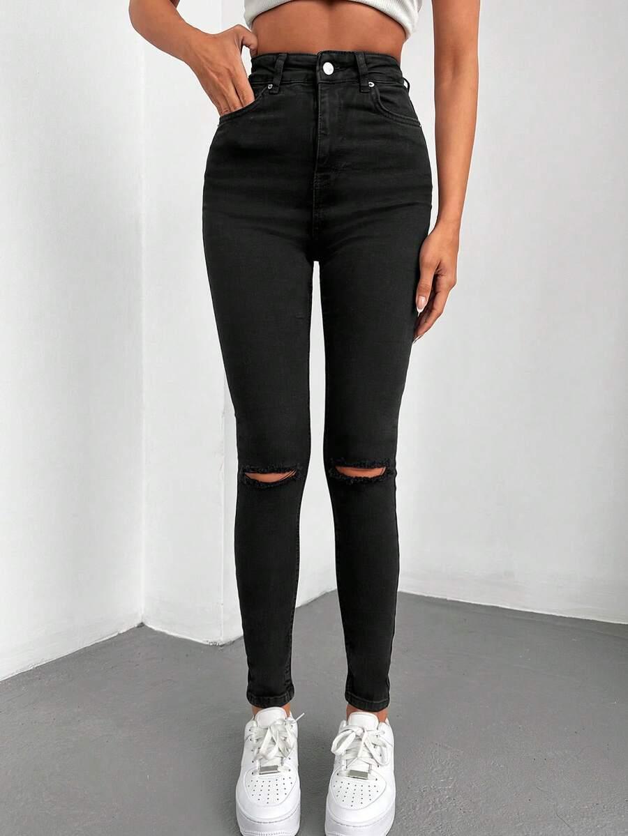 CZARNE SPODNIE JEANS