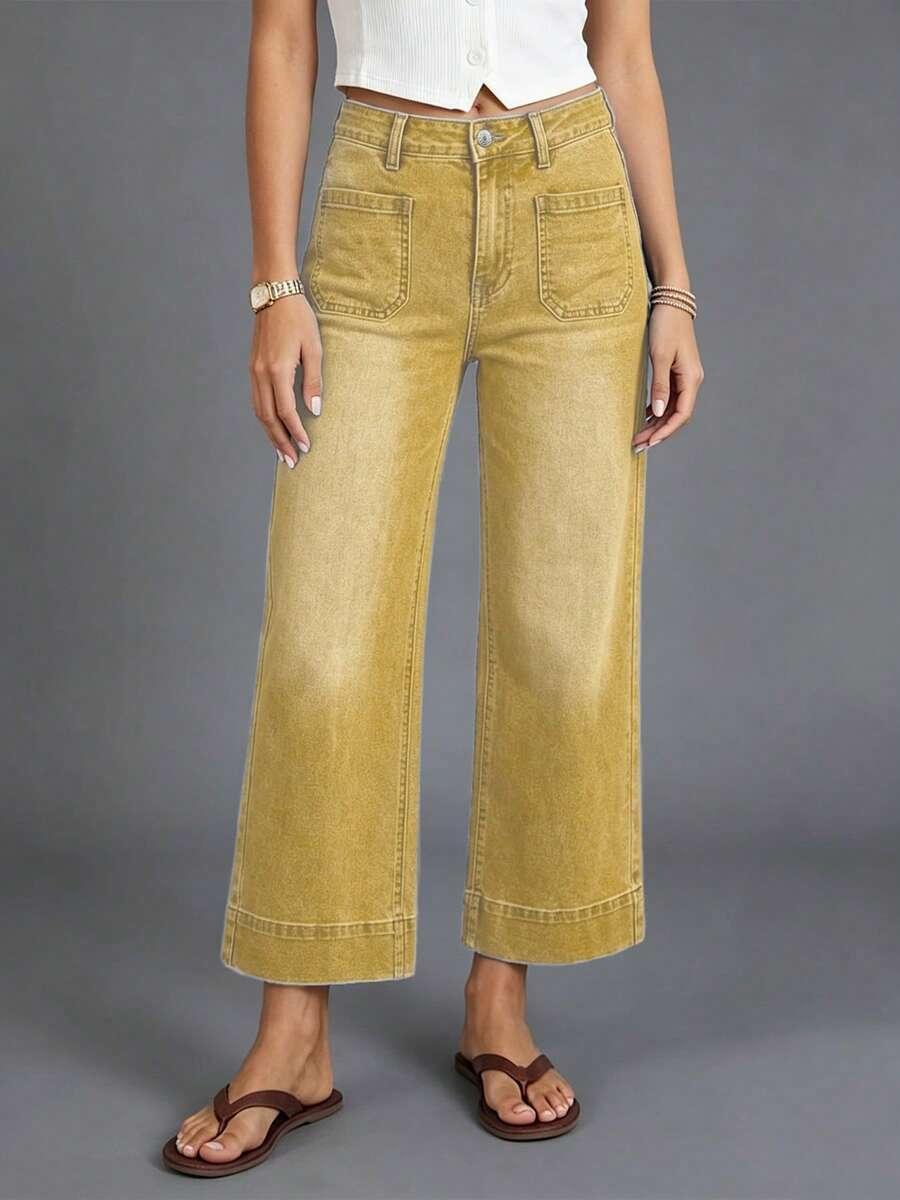 żółte spodnie jeans