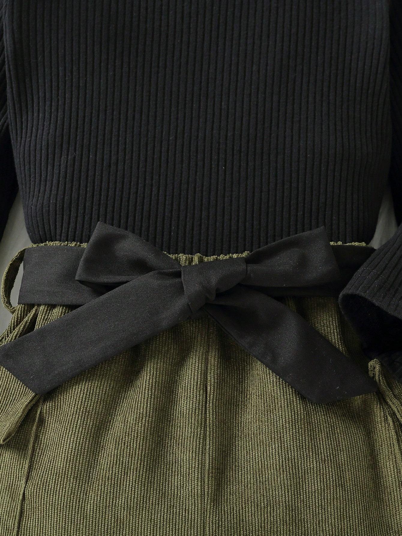 komplet spódniczka czarna prążkowana bluzka beret 