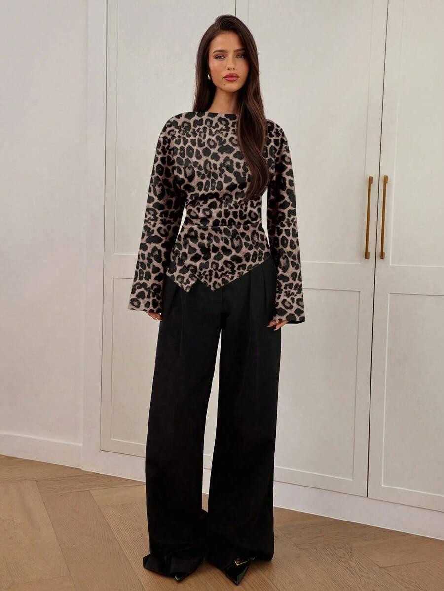 BLUZKA długi rękaw animal print