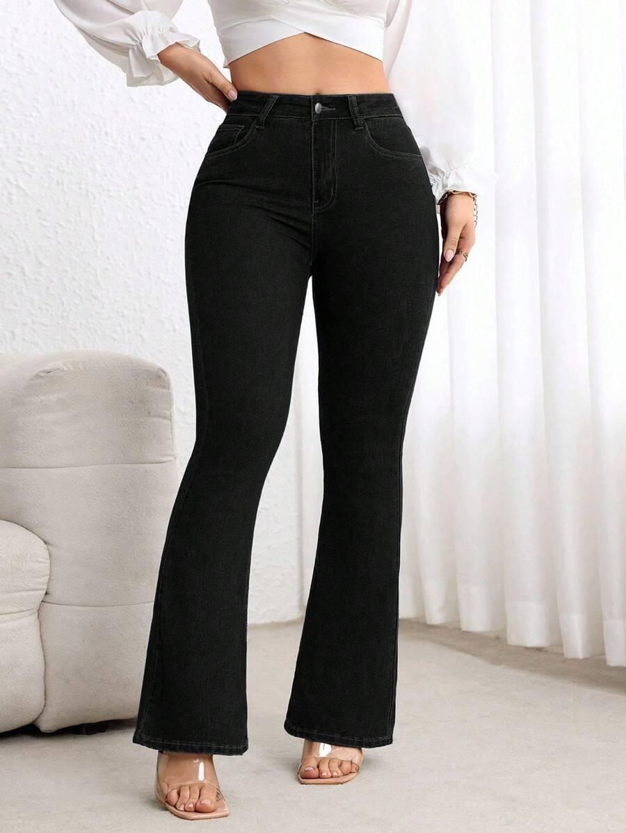 CZARNE SPODNIE JEANS DZWONY