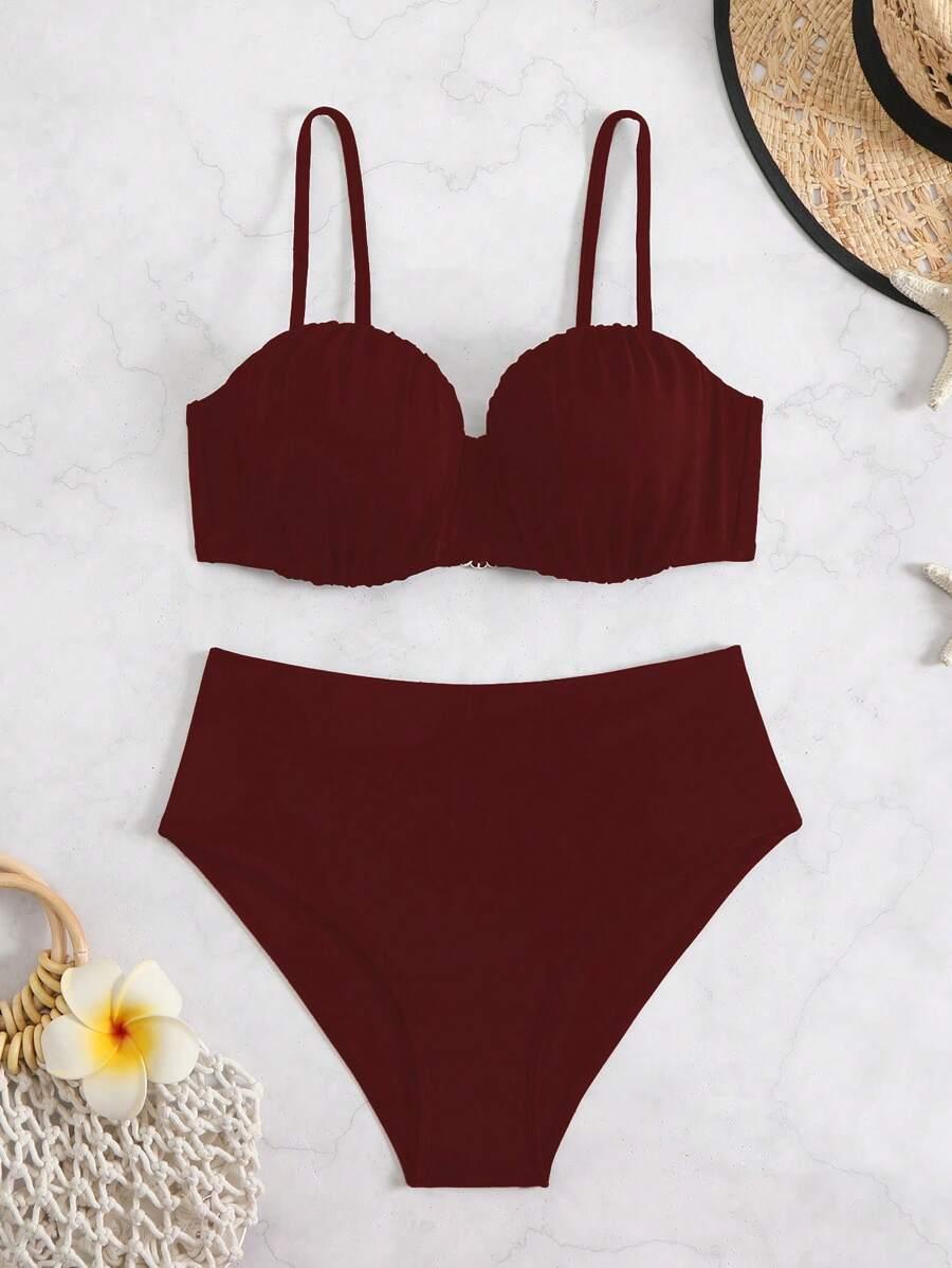 bordowa góra od bikini 