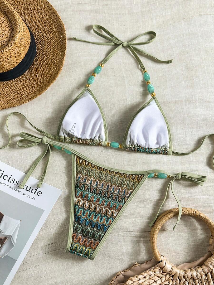 WIĄZANY DWUCZĘŚCIOWY STRÓJ KĄPIELOWY BOHO