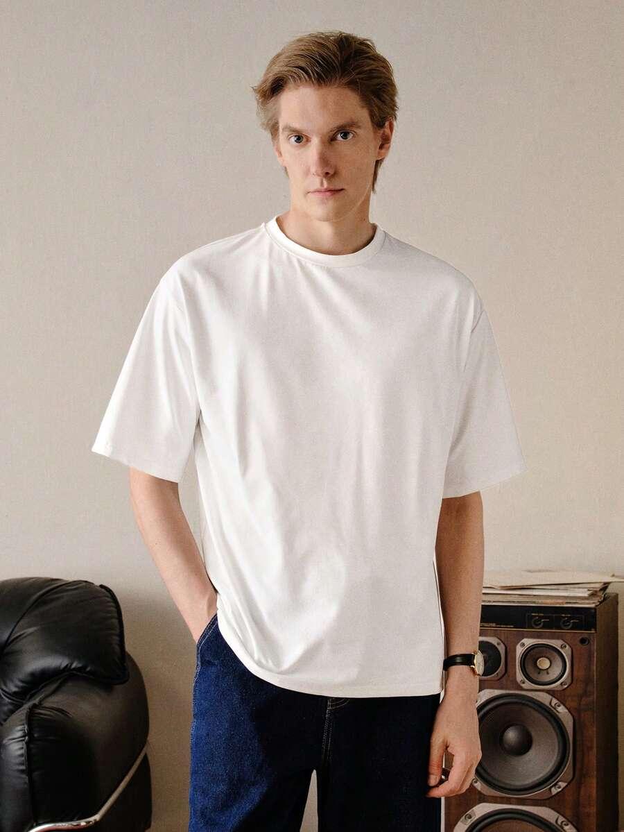 t-shirt okrągły dekolt nadruk 