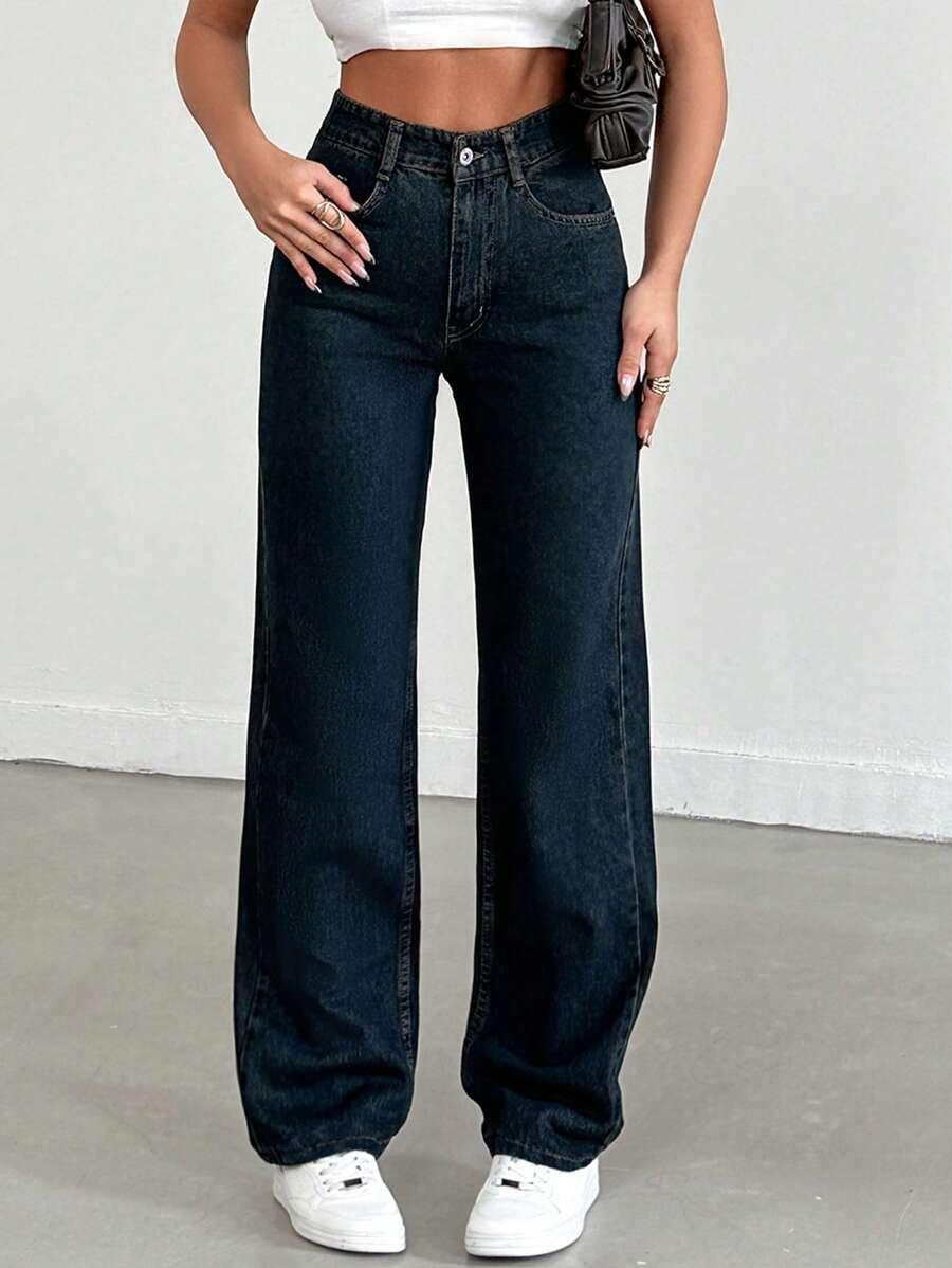 GRANATOWE SPODNIE JEANS