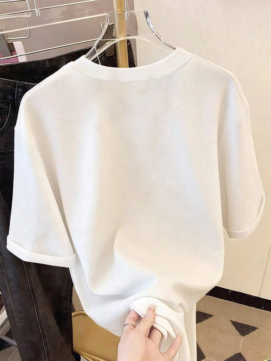 biały t-shirt haft