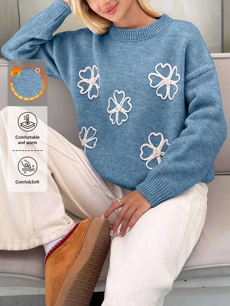 NIEBIESKI SWETER DŁUGI RĘKAW