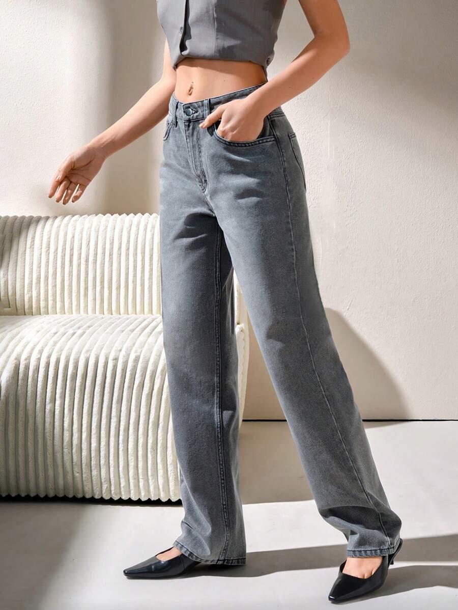 SZARE SPODNIE JEANS 