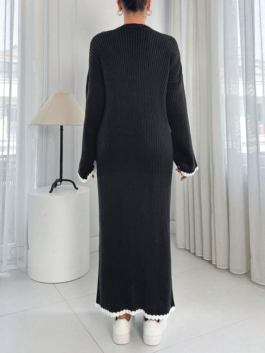 CZARNA DZIANINOWA SUKIENKA OVERSIZE