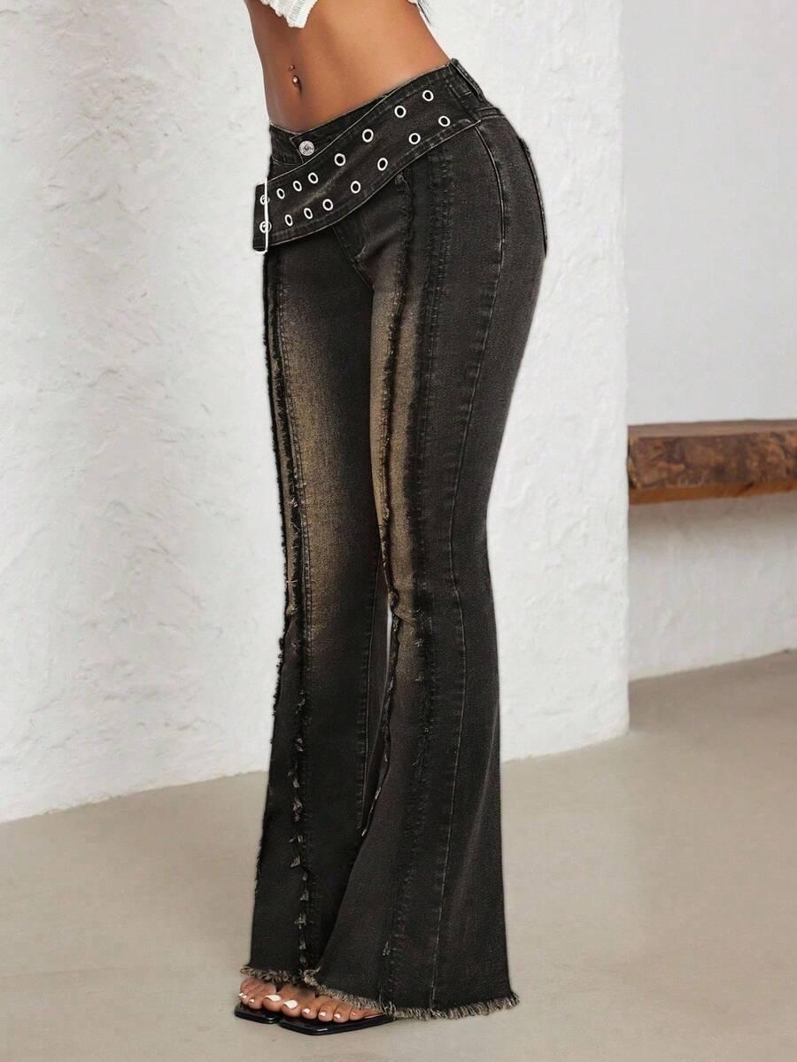 czarne spodnie jeans przetarcia