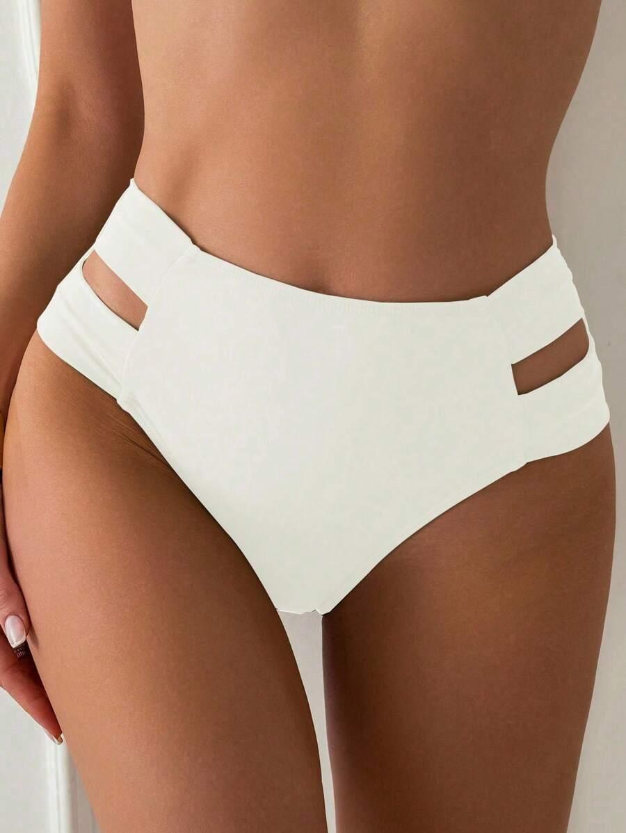 BIAŁY DÓŁ OD BIKINI WYCIĘCIE