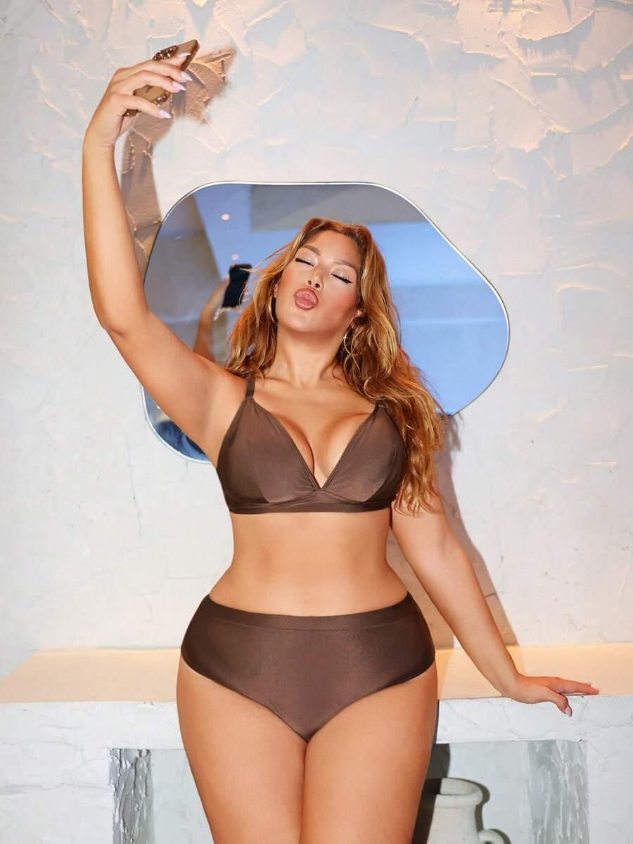 brązowy komplet bikini