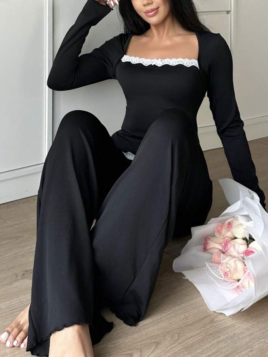 czarna bluzka koronka