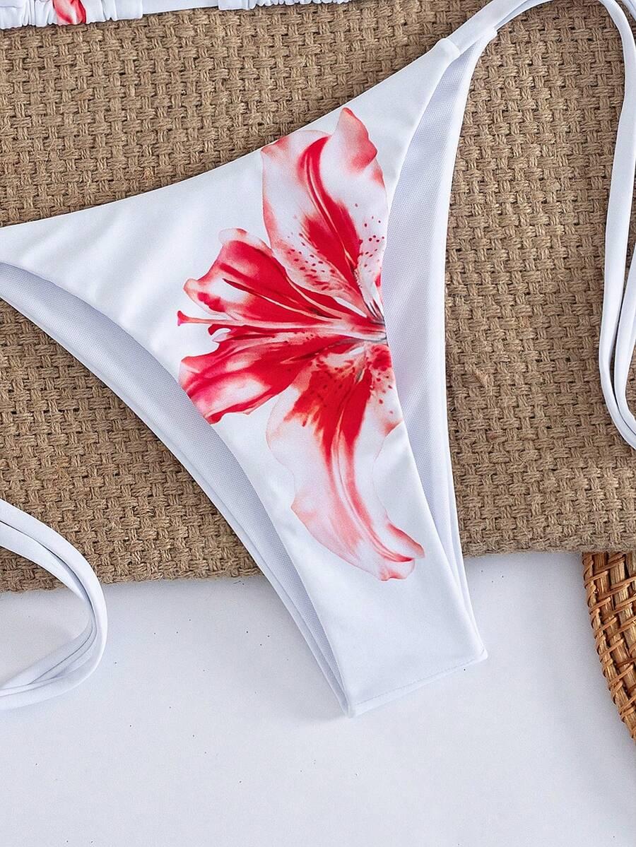 DWUCZĘŚCIOWY STRÓJ KĄPIELOWY WZÓR KWIATY