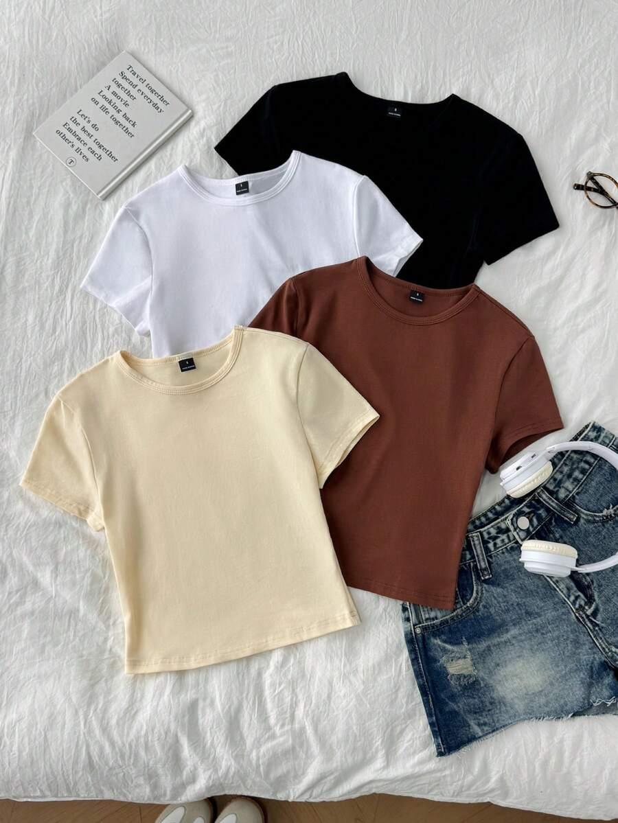 t-shirt okrągły dekolt 4-pack