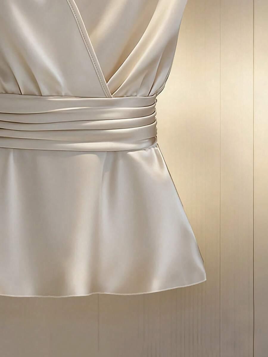 satynowa bluzka v-neck 