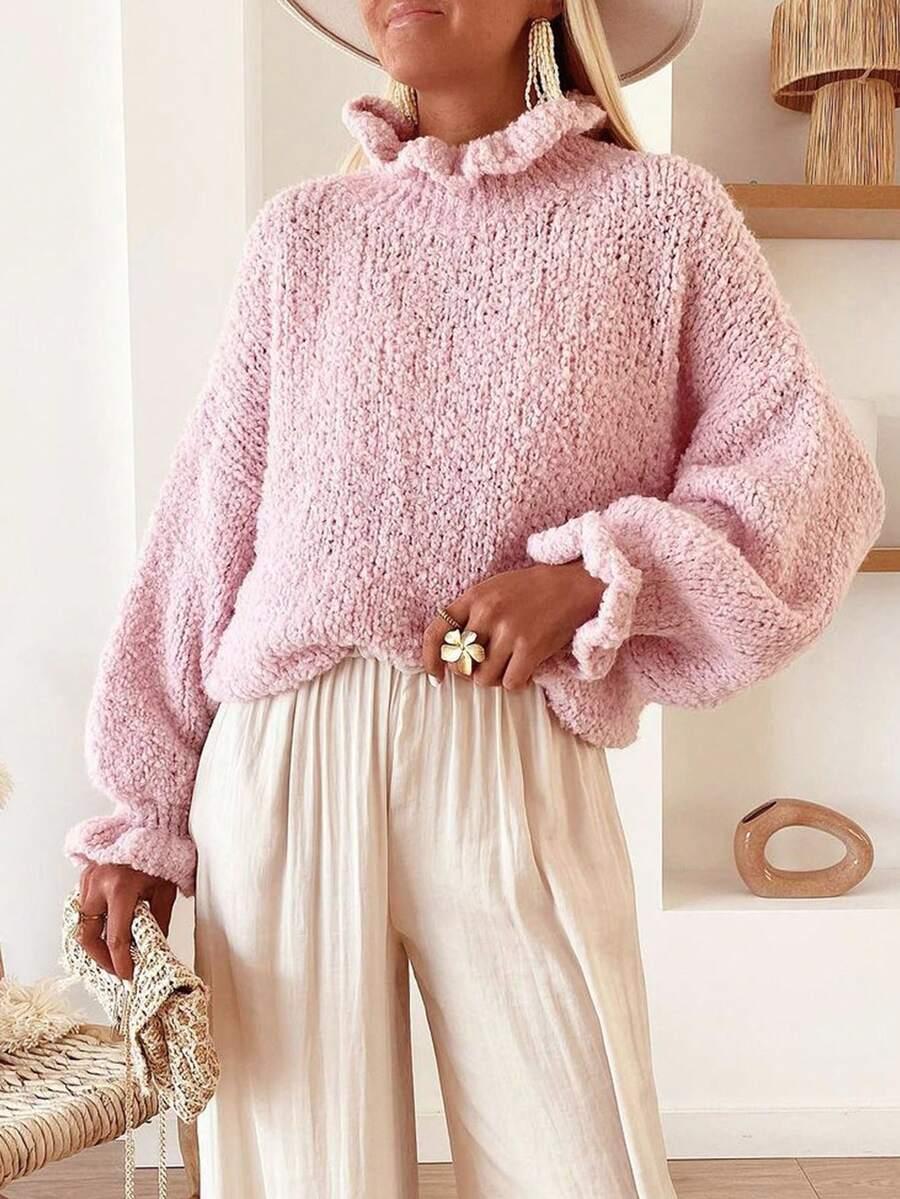 różowy sweter półgolf