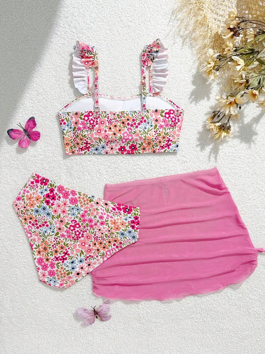 3-CZĘŚCIOWY STRÓJ KĄPIELOWY bikini spódnica komplet