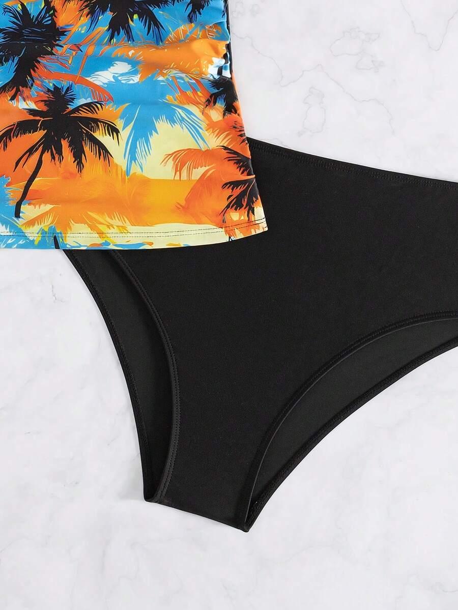 DWUCZĘŚCIOWY STRÓJ KĄPIELOWY tankini wzór hawajski