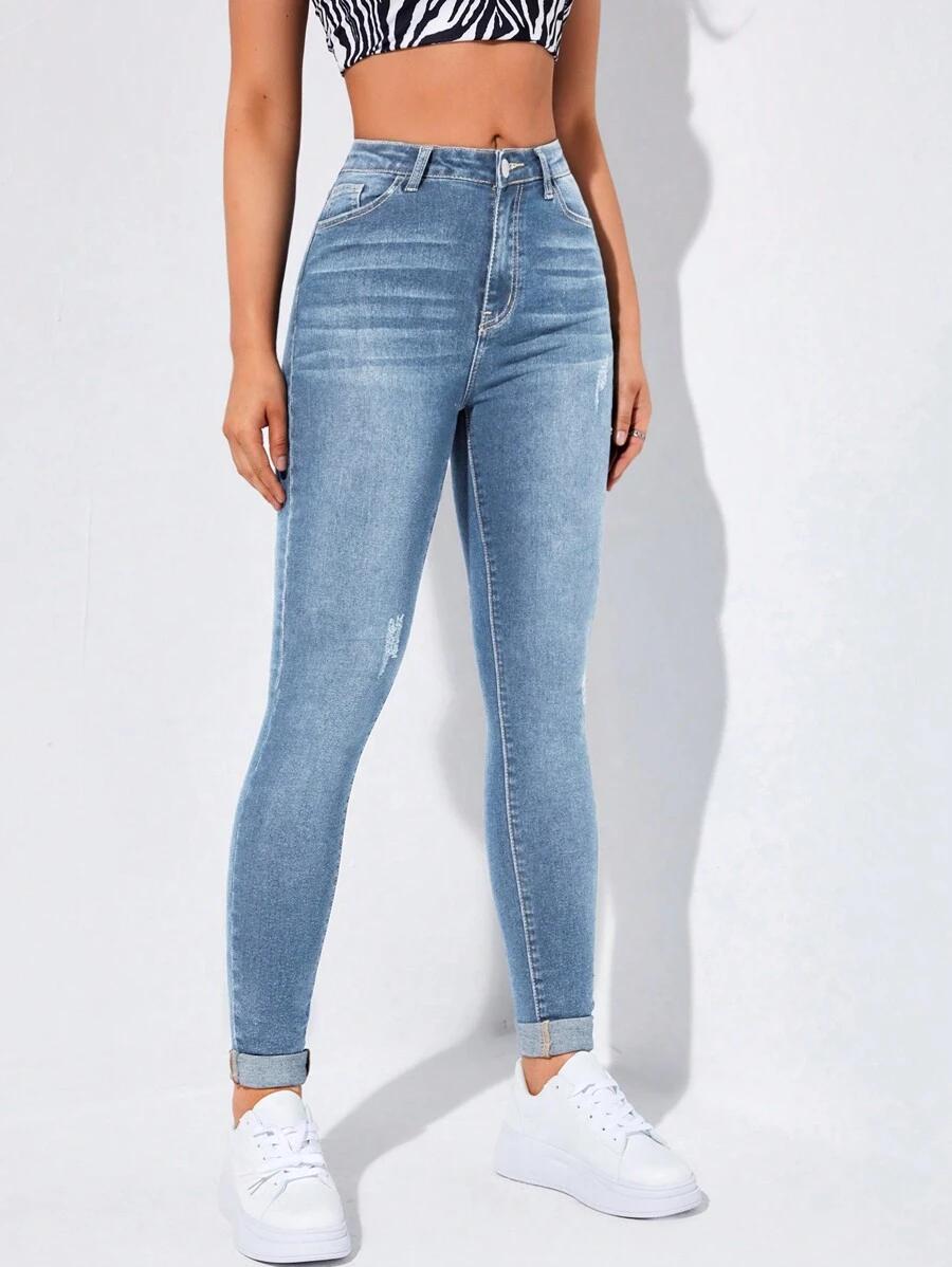 NIEBIESKIE SPODNIE JEANS PRZETARCIA