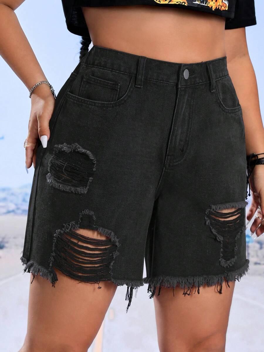 CZARNE SPODENKI JEANS